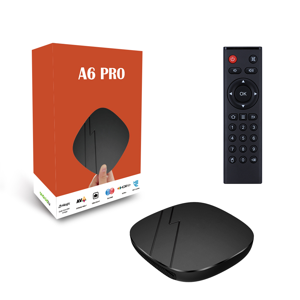 A6 Pro Android TV Box Android 11.0 LPDDR4 2GB 16GB 2.4G 5G WIFI BLUETOOTH AMLOGIC S905W2 AV1 4Kメディアプレーヤースマートテレビボックス