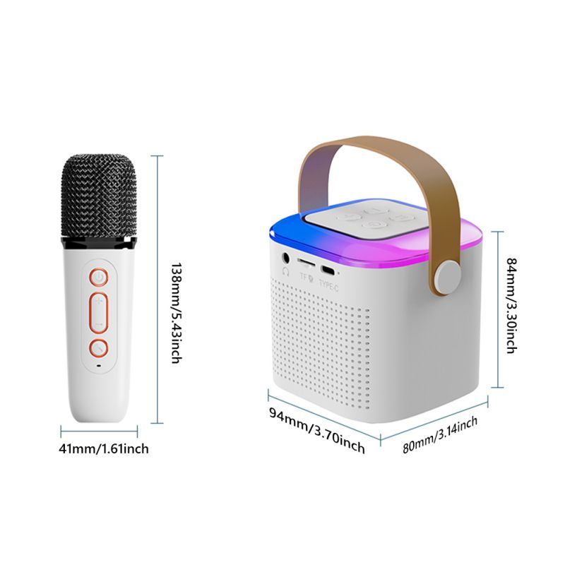 Mini microphone lumières LED colorées machine de karaoké familiale compatible Bluetooth 5.3 boîte de son stéréo mini haut-parleur