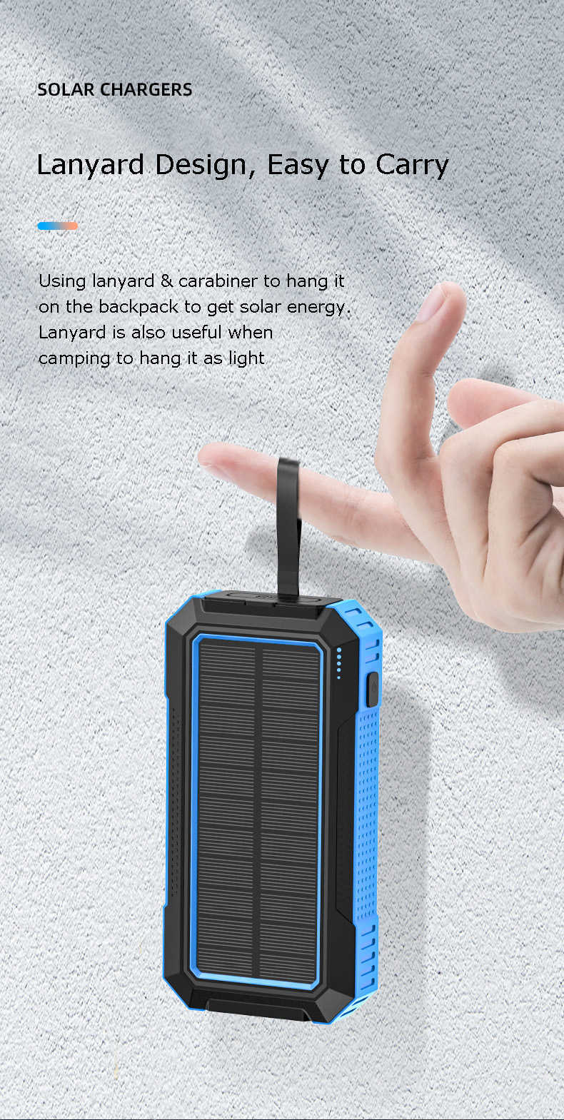 30000mAh Outdoor Power Bank 22.5W Super Fast Charger med en Solar Panel Compass Portable Charger15W Fast Wireless Charger L230619