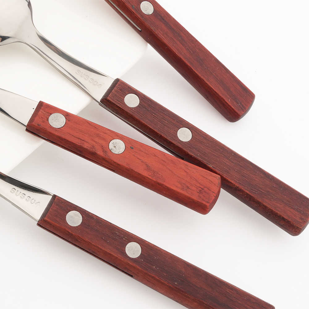 Zestaw drewnianych na zastawę obiadową 16/ze stali nierdzewnej luksusowa nóż łyżka stolika Zestaw stołowy Zestaw Western Kitchen Complete