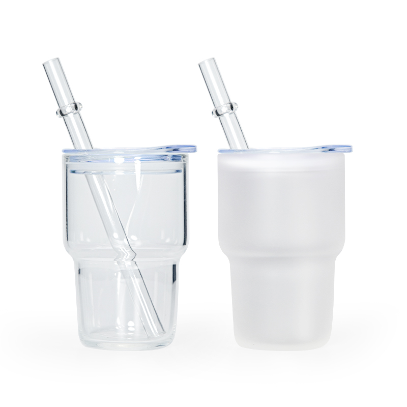 US Warehouse 3oz Sublimation Frosted Clear Shot Glass Wine Tumblers LidとStraw Drinking Glasses Z11