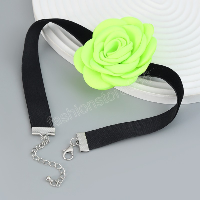 Tyg rose blommaklavikel halsband kvinnor choker gotisk mjuk sammet krage halsband flicka hals smycken present accessoires