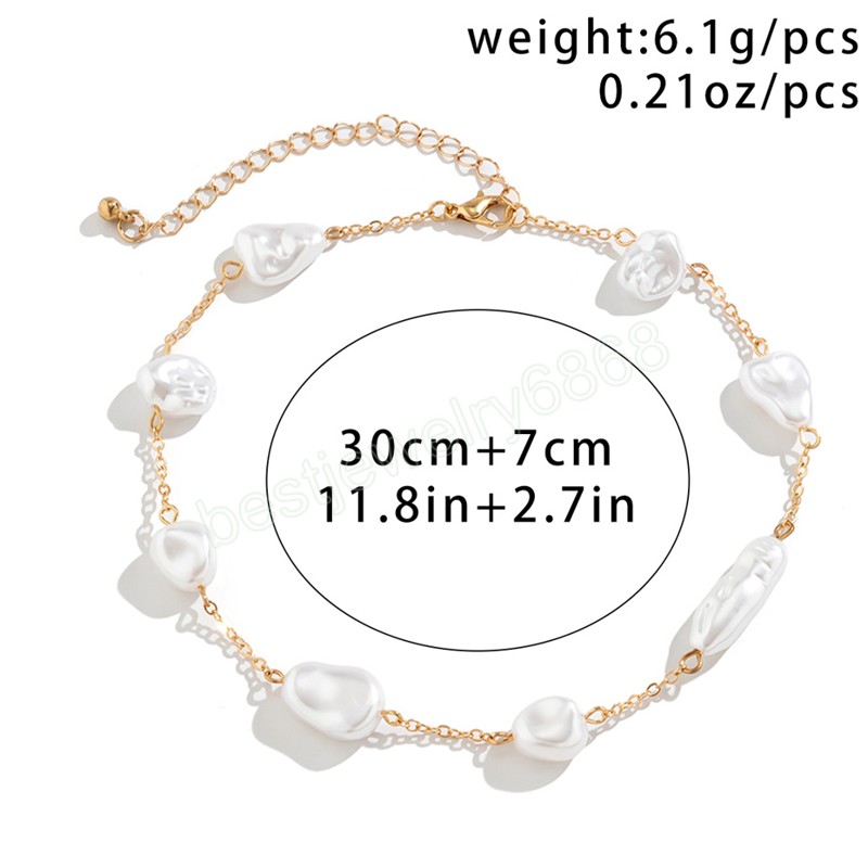 Elegant pärlkorg kedja halsband för kvinnor trendig brud enkel vintage handgjorda kort choker estetiska ons smycken
