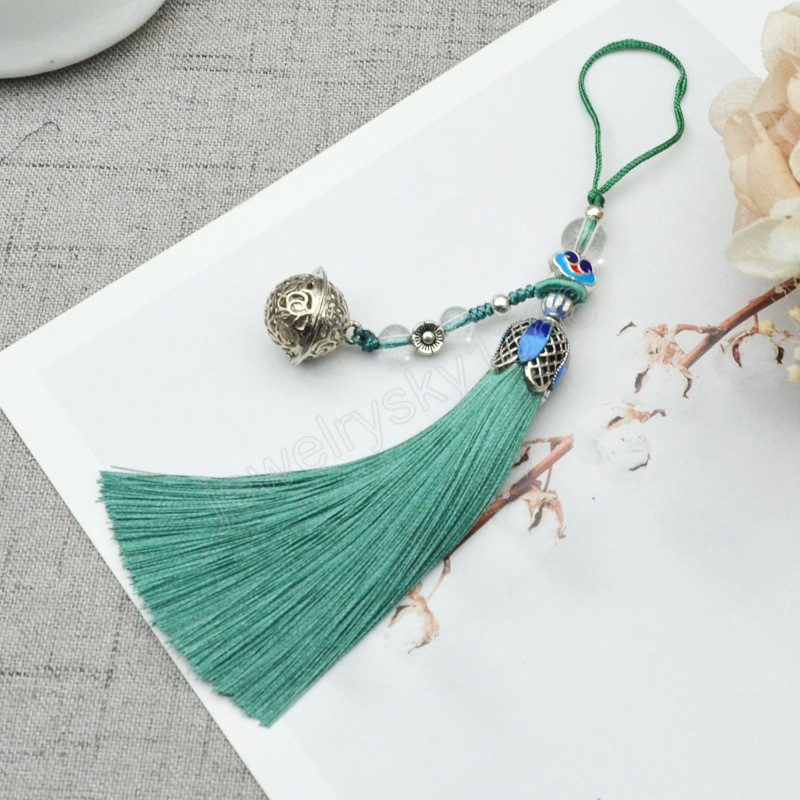 Tassel Fringe kluczowy łańcuch poliestrowy jedwabnik wiszący chińskie haczyki wisiorka biżuteria wytwarzająca wisior z frędzlami