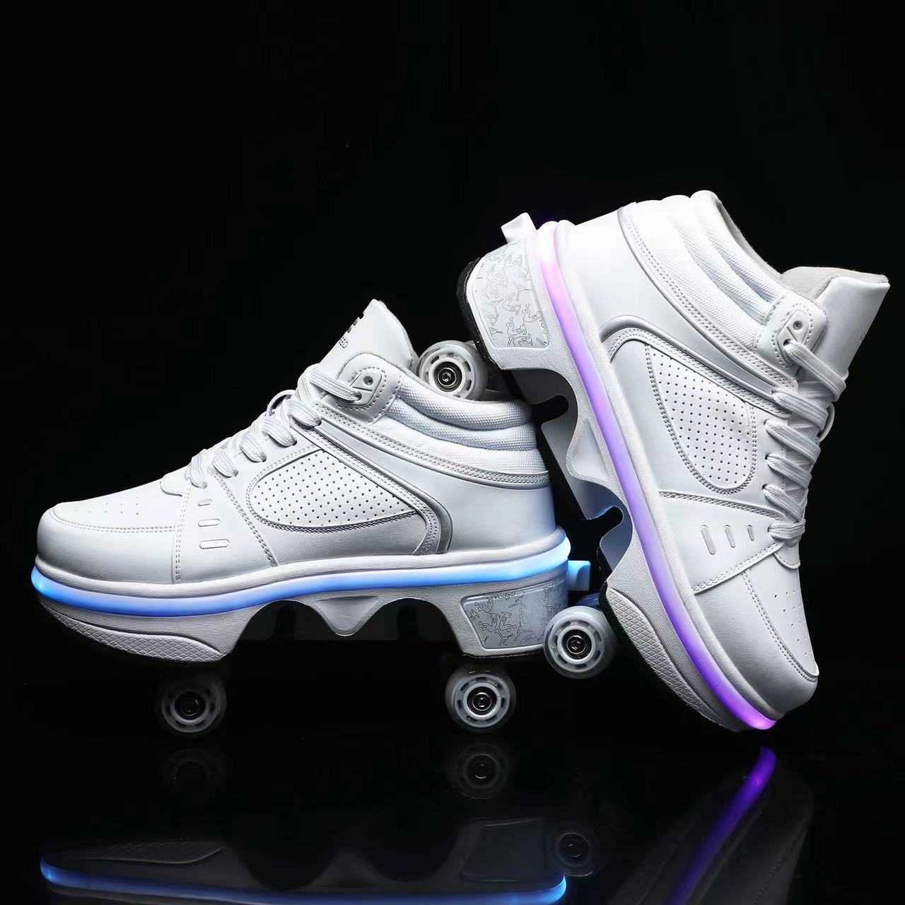 Patins à roulettes en ligne Led lumière déformer patins à roulettes chaussures de patin à roulettes avec déformation à 4 roues Parkour Runaway baskets enfants adultes rondes marche HKD230720