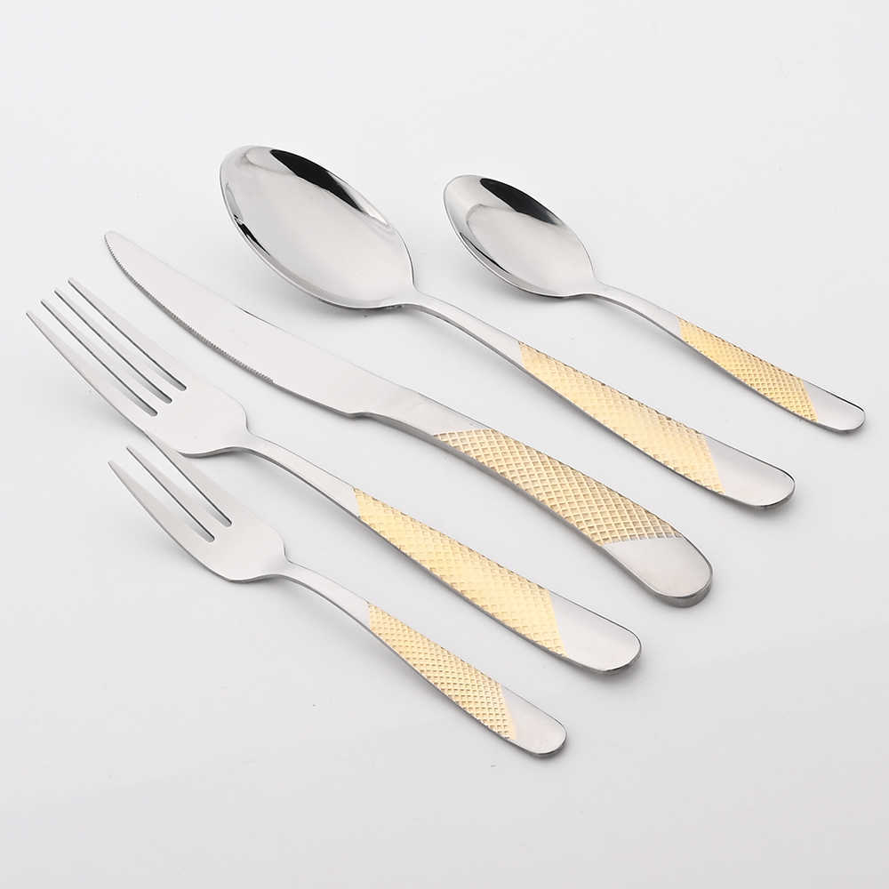 16/20st Gold Silver Cotestar Set Stainless Steel Moderföretag Knife Fork Coffee Spoon Table Set Kitchen Western Flatware Light L230704