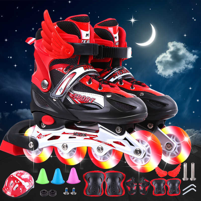 Patins Inline Roller Inline Skate Shoes Kids Child Durable Roller Skating Flash Shoes Sliding Free Para Crianças Skate Mais Cores Tênis HKD230720