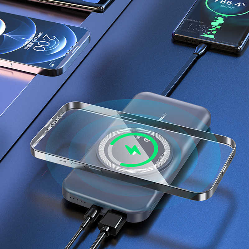 Wireless Chargers Power Bank Magnetic 10000mAh 22.5W QC Fast Charger USB Type C Cable for Xiaomi Samsung Huawei Phone Powerbank L230619