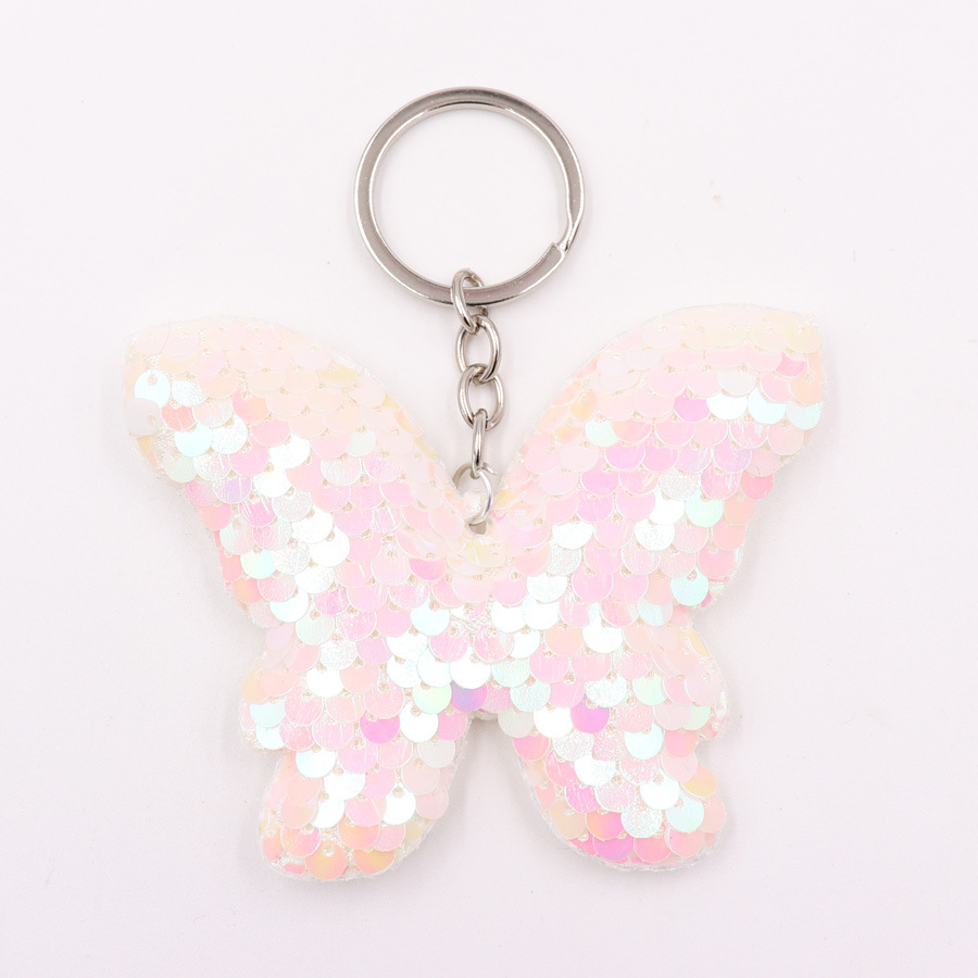 Dubbelsidig paljettfjäril Keychain Reflective Flip Sequin Bow Keychain Ladies Bag Pendant Wholesale