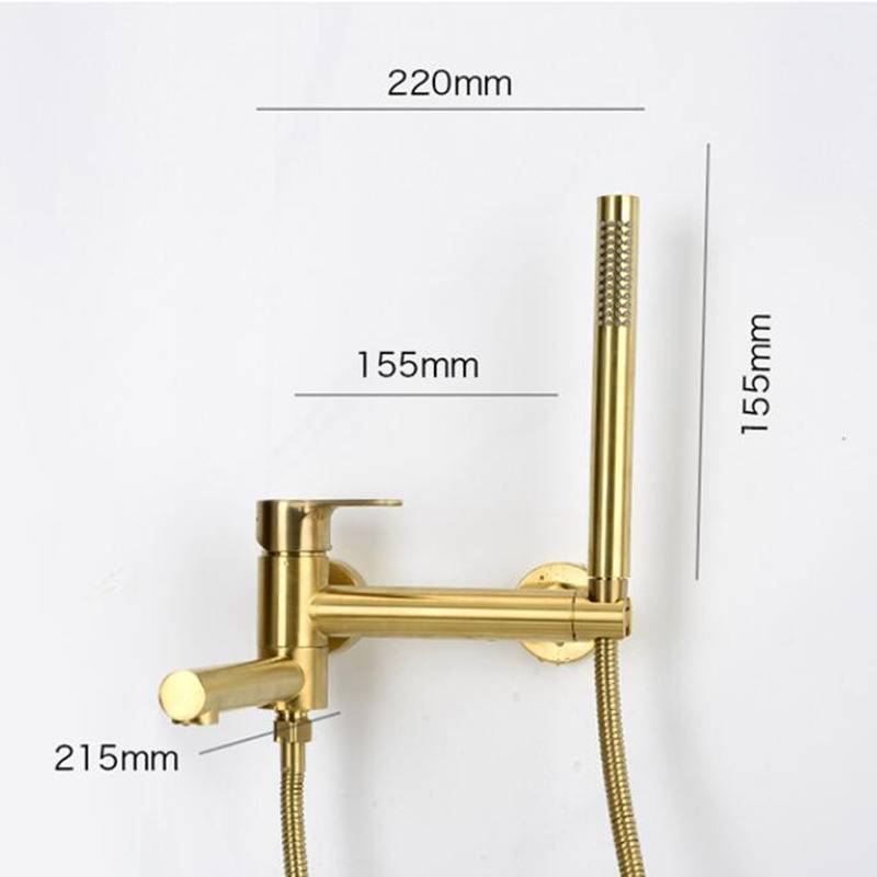 Ensemble de douche de baignoire fixé au mur en or brossé robinet de baignoire rotatif robinet de bidet salle de bain bain douche