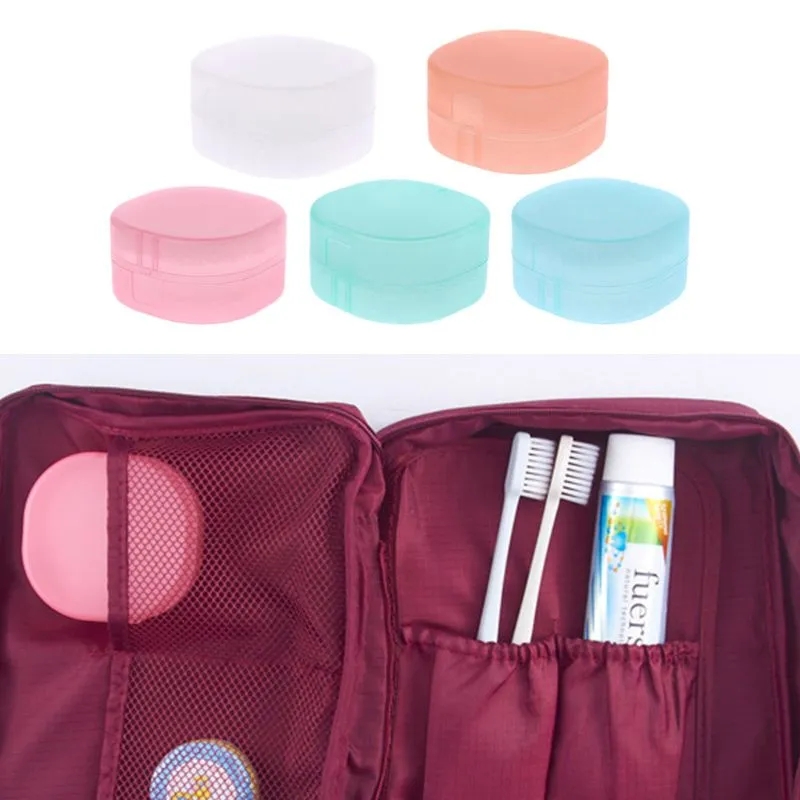 Portable Soap Box Container Round Leak Resistant Sponge Case Travel Bathroom Supplies