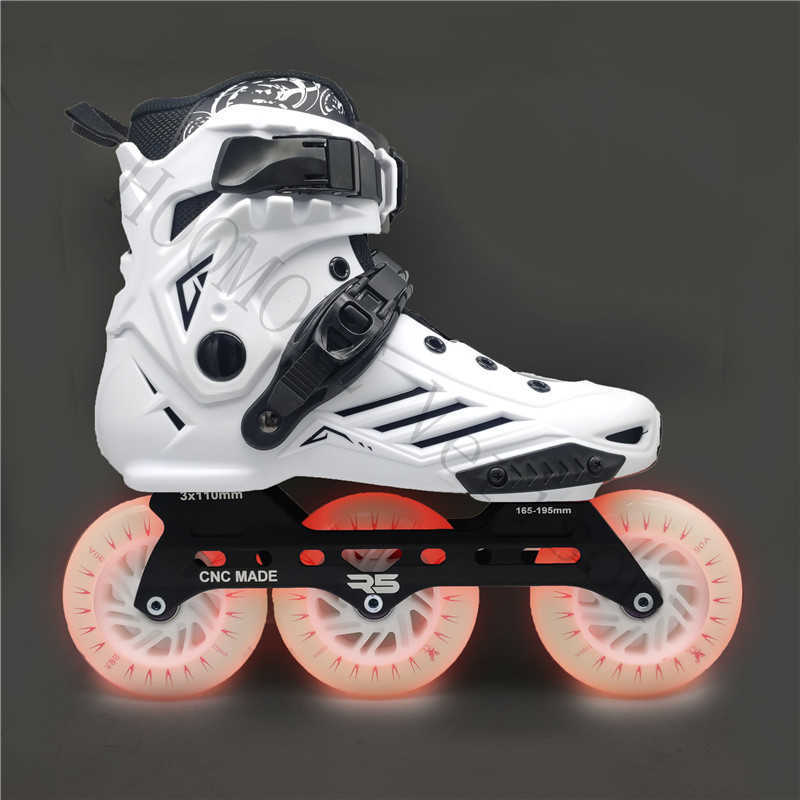 Inline Roller Skates Young Boys Girls Shine Wheel LED Skating 3X110mm Single Line Roller Skates Shoes R5 110mm 3 Wheels Luminous Flash Tires Colorful HKD230720