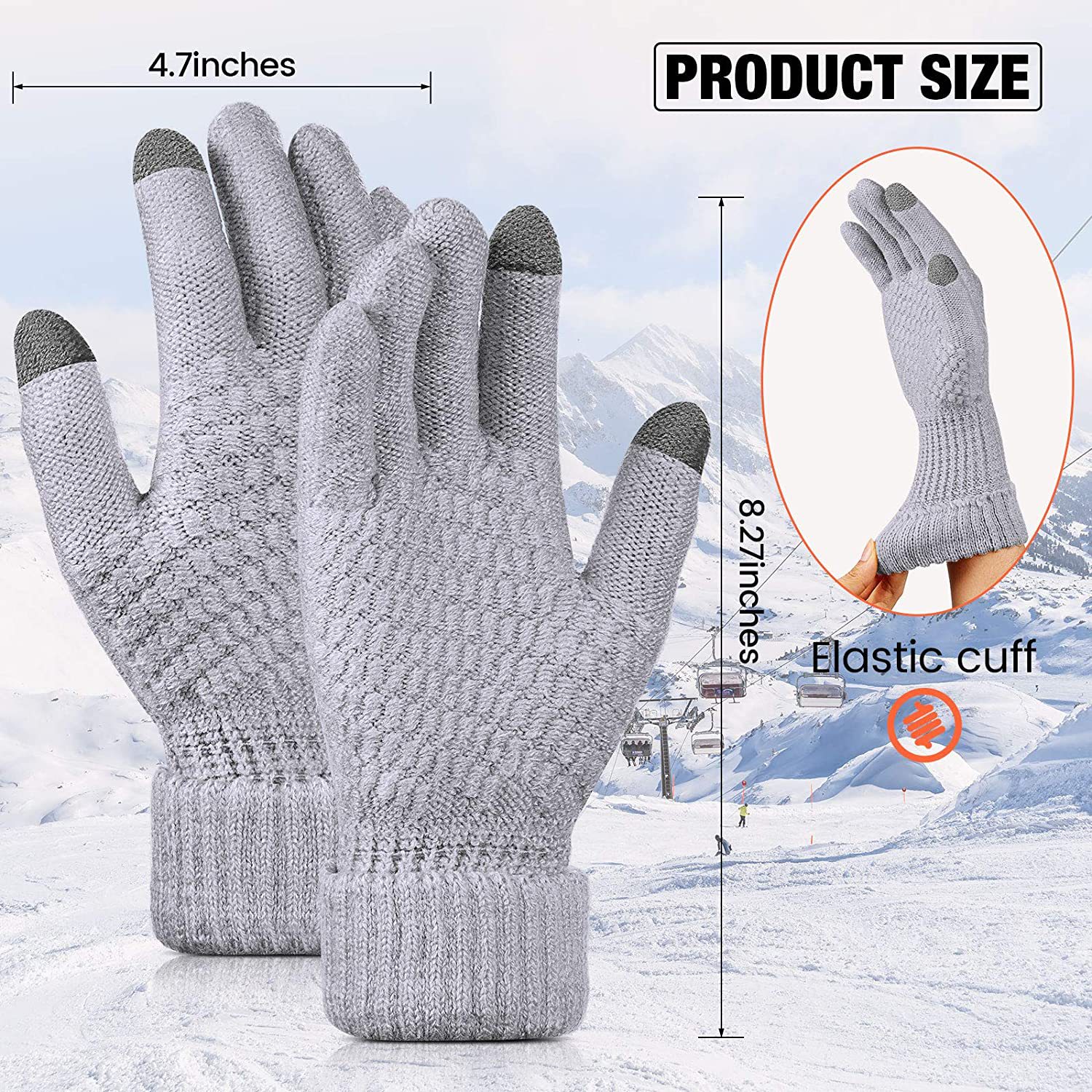 Zimowe rękawiczki dotykowe kobiety mężczyźni ciepłe rozciąganie rękawiczki imitujące wełniane pełne palce guantes żeńskie szydełkowe luvas gęstnieje