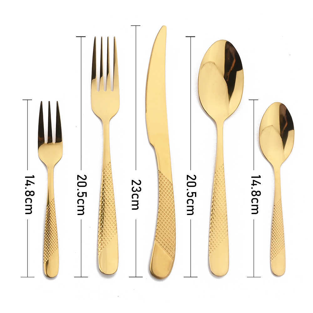 16/20st Gold Silver Cotestar Set Stainless Steel Moderföretag Knife Fork Coffee Spoon Table Set Kitchen Western Flatware Light L230704