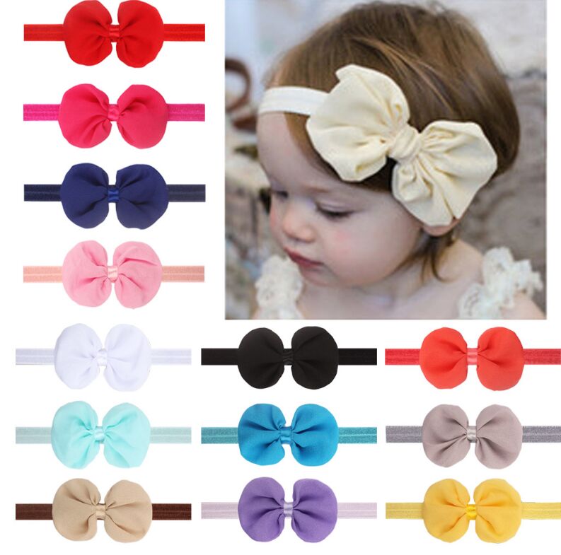 Baby strik haarbanden schattige pasgeboren meisjes hoofdband chiffon kinder haarband goede verkoop