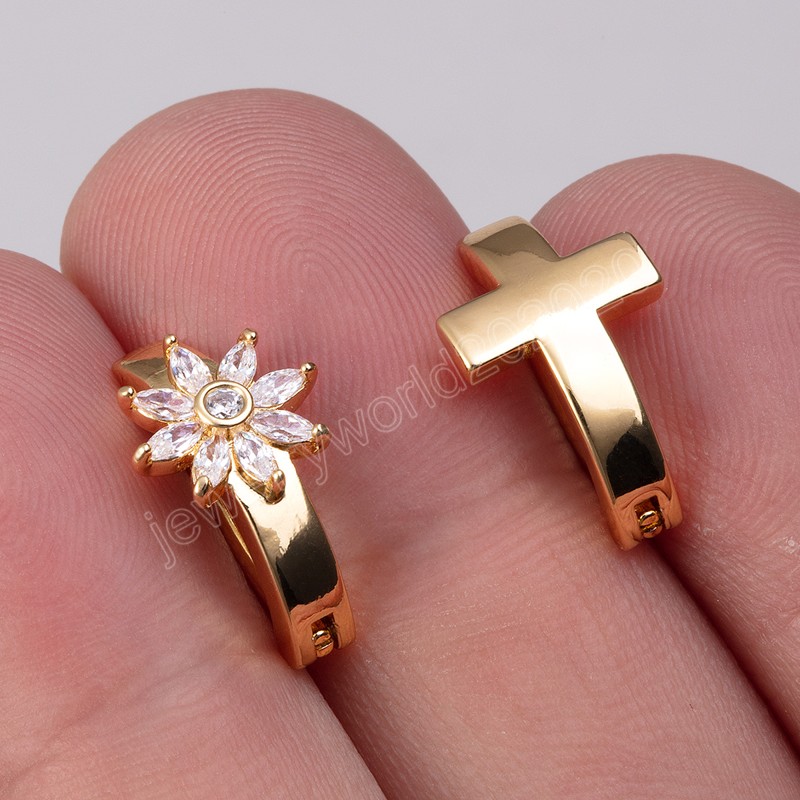 Cross Flower Belly Button Ring Curved Bar Navel Piercing Barbell Zircon RVS Stud voor vrouwen Sexy Body Jewelry