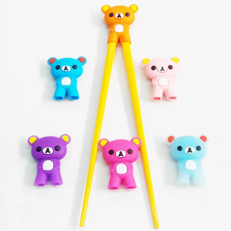 Kawaii Silicone Facilmente Bear Resin Baby Exercise Training Bacchette Colorful Cartoon Bear Bambini che imparano le bacchette