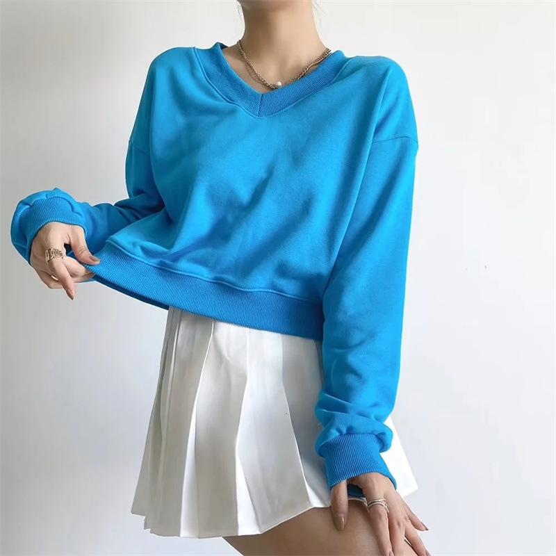 lu Women Pullover Fitness Autumn V Neck Sweater Outdoor Running Loose Womens Long Sleeve Sweatshirts