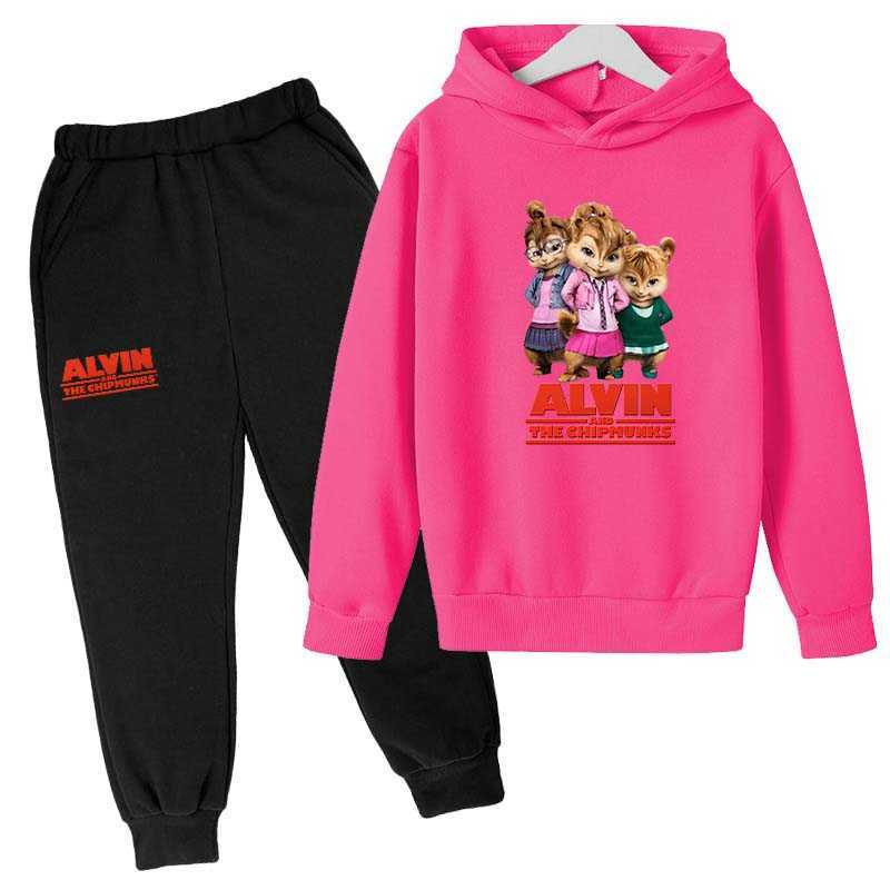 Kids Alvin and the Chipmunks Print Spring Autumn Casual Tracksuits 4-14 Years Boys Girls Hoodie+Pants Sets Children Clothes L230625