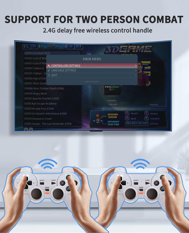 Y6 Video Game Console Retro Game Stick 2.4G Wireless Emuelec4.3 Controllers Gamepad Game Box 4K TV HD Output 10000+ Games with package retail box