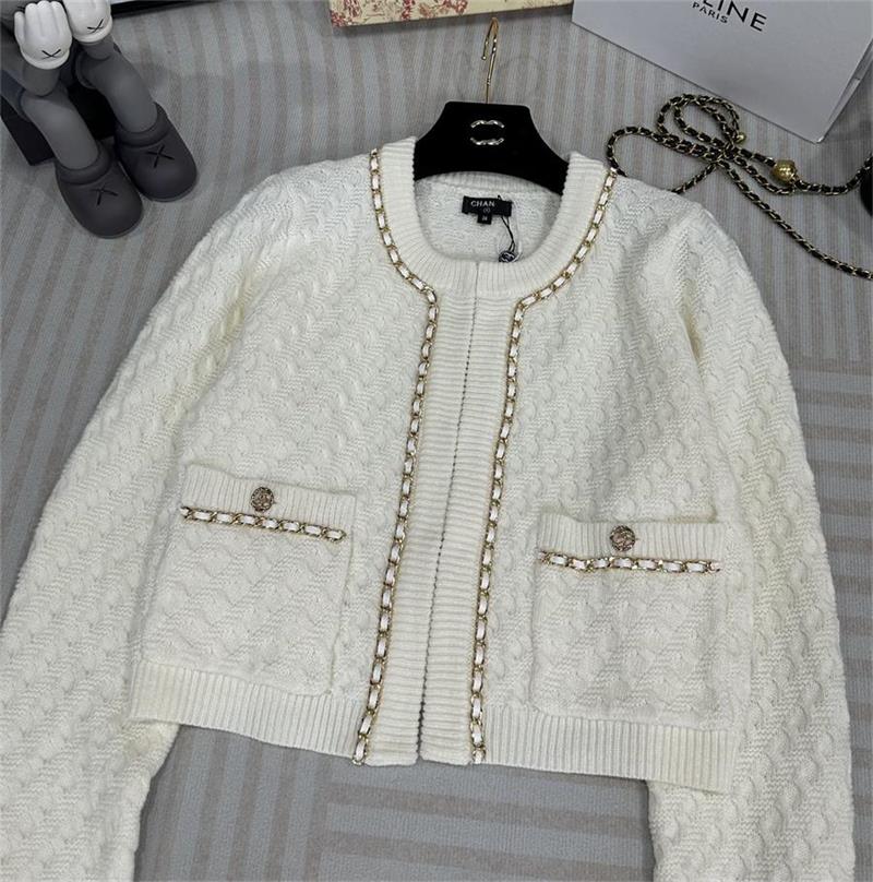 Women's Jackets designer New cardigan jacket women Chains knit sweater CCCC coat Leisure tweed Knit Mother's Day Gift NWIT