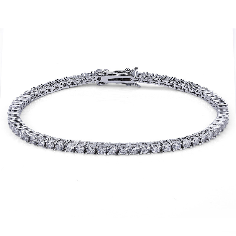 Rock Tennis Chains Hip-hop Tide Pulsera para hombre Zircon-microencased 3mm Pulsera Pulseras de tenis para hombres y mujeres Iced Out Jewelry DHL Free