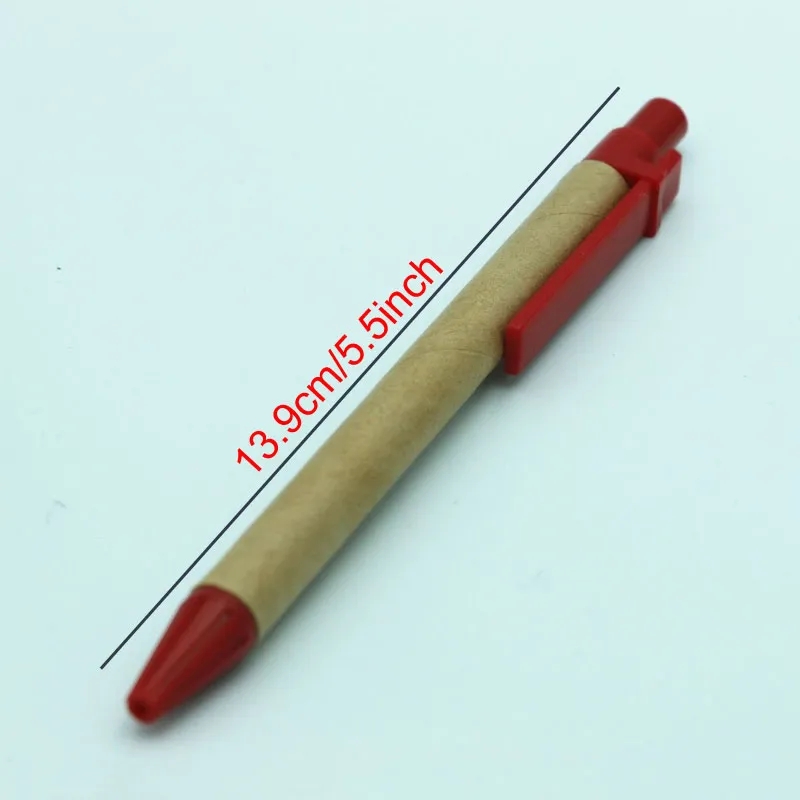 wholesale Stylos à bille pour étudiants promotionnels Stylos à bille en papier respectueux de l'environnement Logo personnalisé Fournitures scolaires Papeterie Stylos à clip en plastique