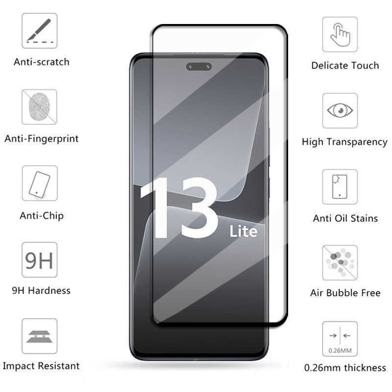 Полное покрытие стекло для защитника экрана Xiaomi 13 Lite для Xiaomi 13 Lite Защитное стекло, защитное телефона, для Xiaomi 13 Lite L230619