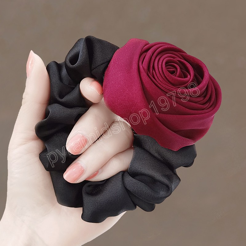 Rose Hairband Bun Hairstyle Flower-Shaped Hair Rope for Women Girls Ponytail Holder hair accessories
