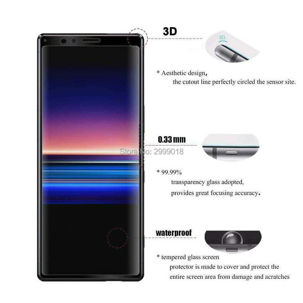 Vetro temperato 3D Sony Xperia 1 Xperia1 J8110 J8170 J9110 Full Cover 9H Pellicola protettiva schermo Sony Xperia 1 L230619