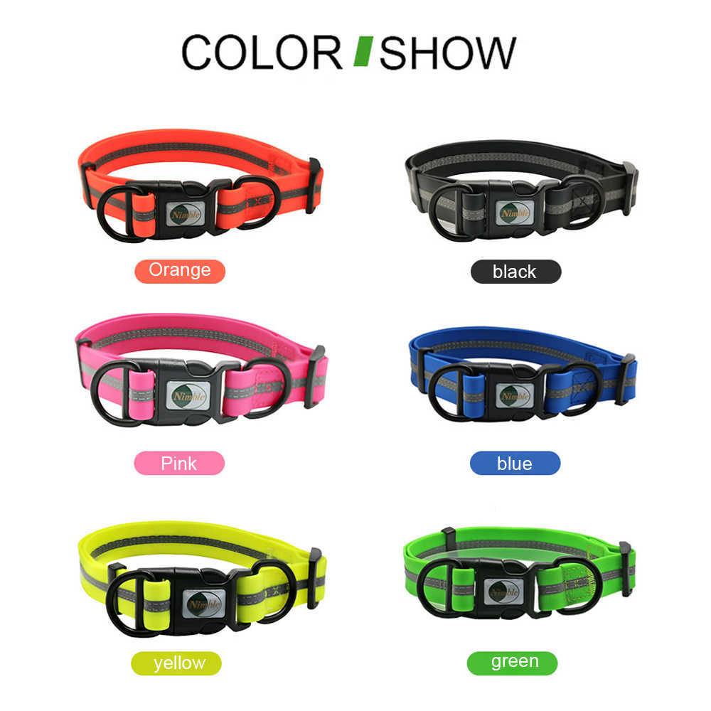 Reflective PVC Pet Dog Collar Adjustable Waterproof Anti-dirty Collars Leash Small Big Dogs Necklace Pets Outdoor Accessories L230620