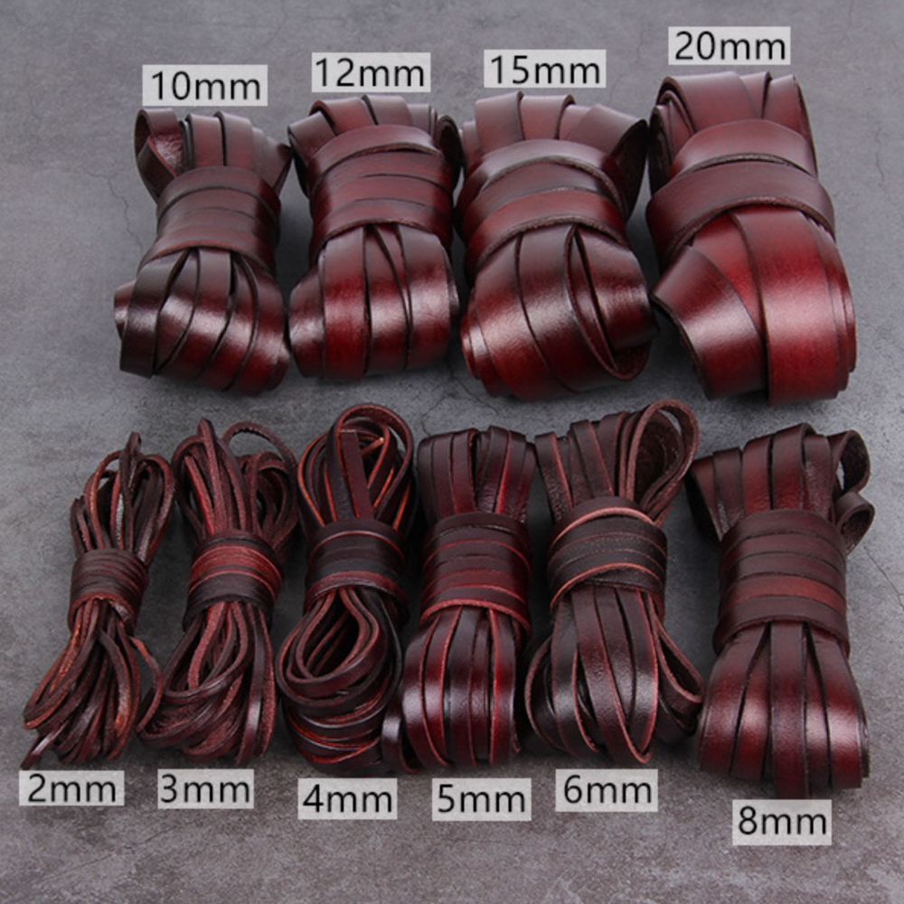 Vintage High Quality Genuine Leather Cord Flat Round Strand Cow Leather Rope For Necklace Bracelets Jewelry Making DIY 1.5-10mm