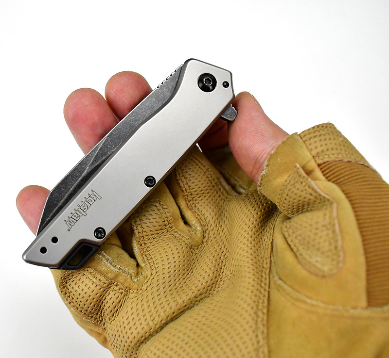 Top Kwaliteit Assisted Flipper Zakmes 8Cr13Mov Stone Wash Blade Stalen Handvat EDC Zakmap Messen met Doos Verpakking