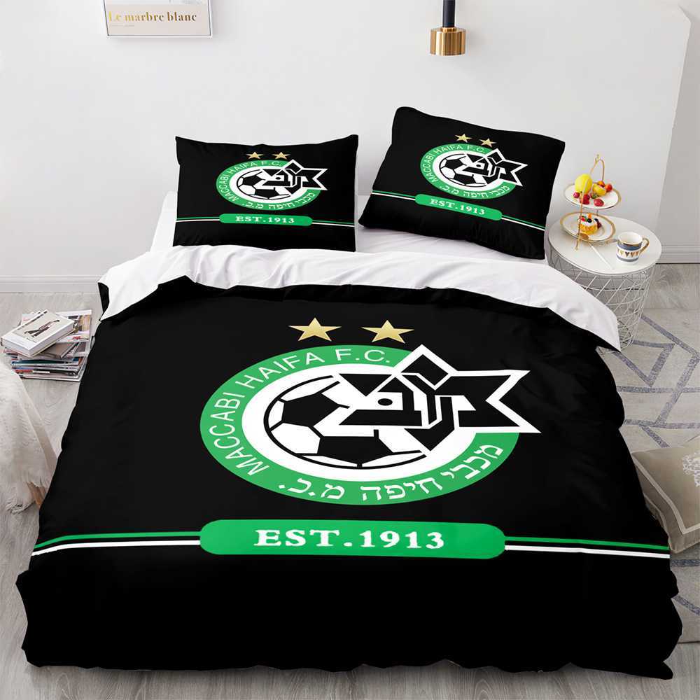 3D-gedrucktes Fußball-Club-Bettwäsche-Set, Bettbezug mit Bezug, Doppelbett, Einzelbett, King-Size-Bett, L230704