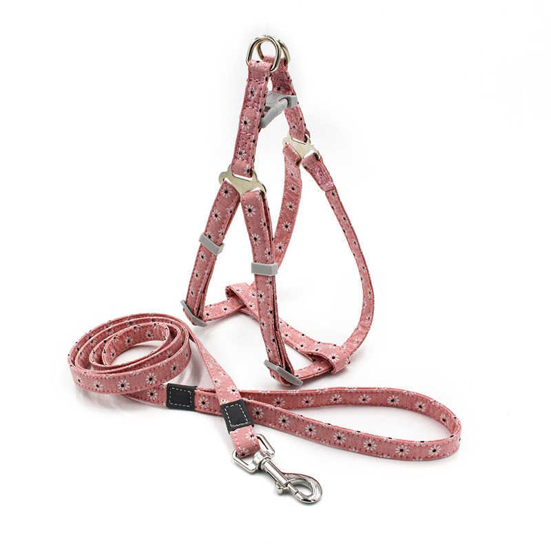 No Pull Dog Harness Set med 1,2 m hundkaka i storlek Justerbar dukutskriftssele för hundar Pitbull Leashes Dog Supplies för PET L230620