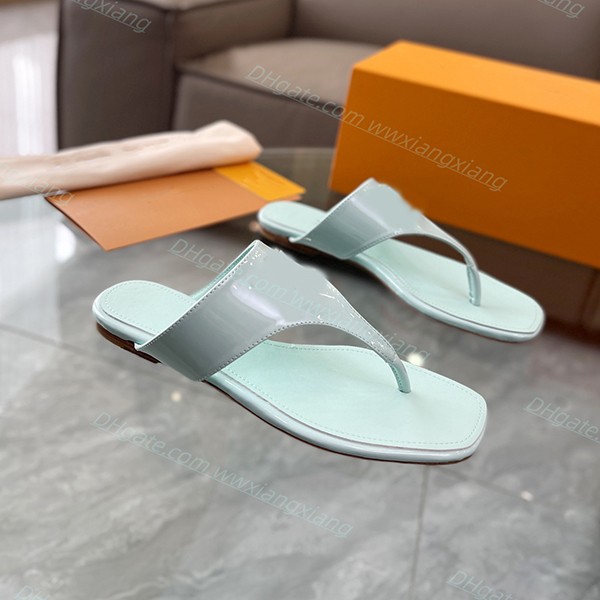 Wysokiej jakości designerskie sandały slajdy kobiety swobodne buty płaskie kapcie luksusowe skórzane letnie plażowe cukierki kolorowe klapki klapki buty slajdy sznurki z rozmiarami pudełka 35-41