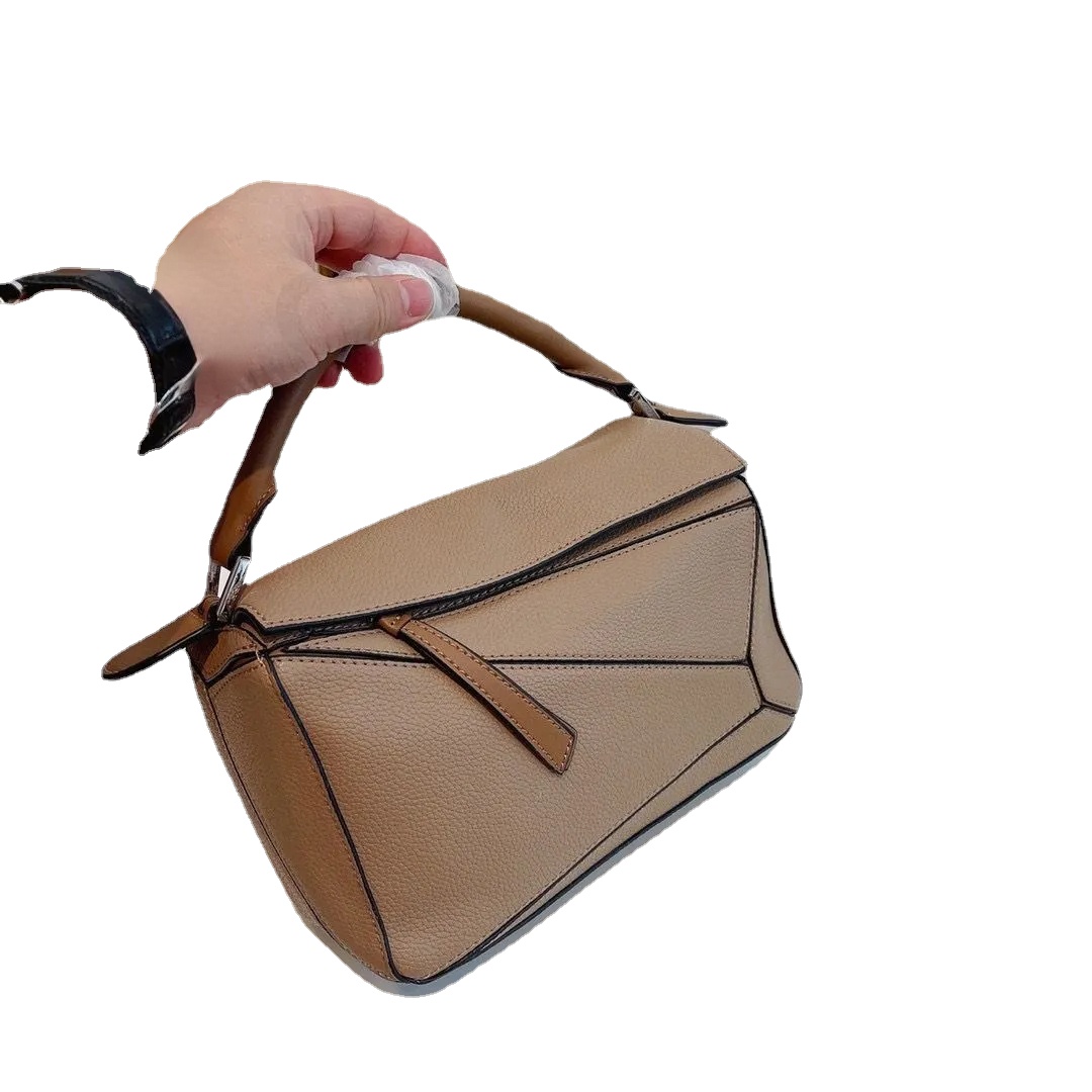 Stor kapacitet tygväska designer väska axlar väskor kvinnor handväskor pussel geometriska mode lady casual crossbody väska lapptur plånbok bokstav khaki