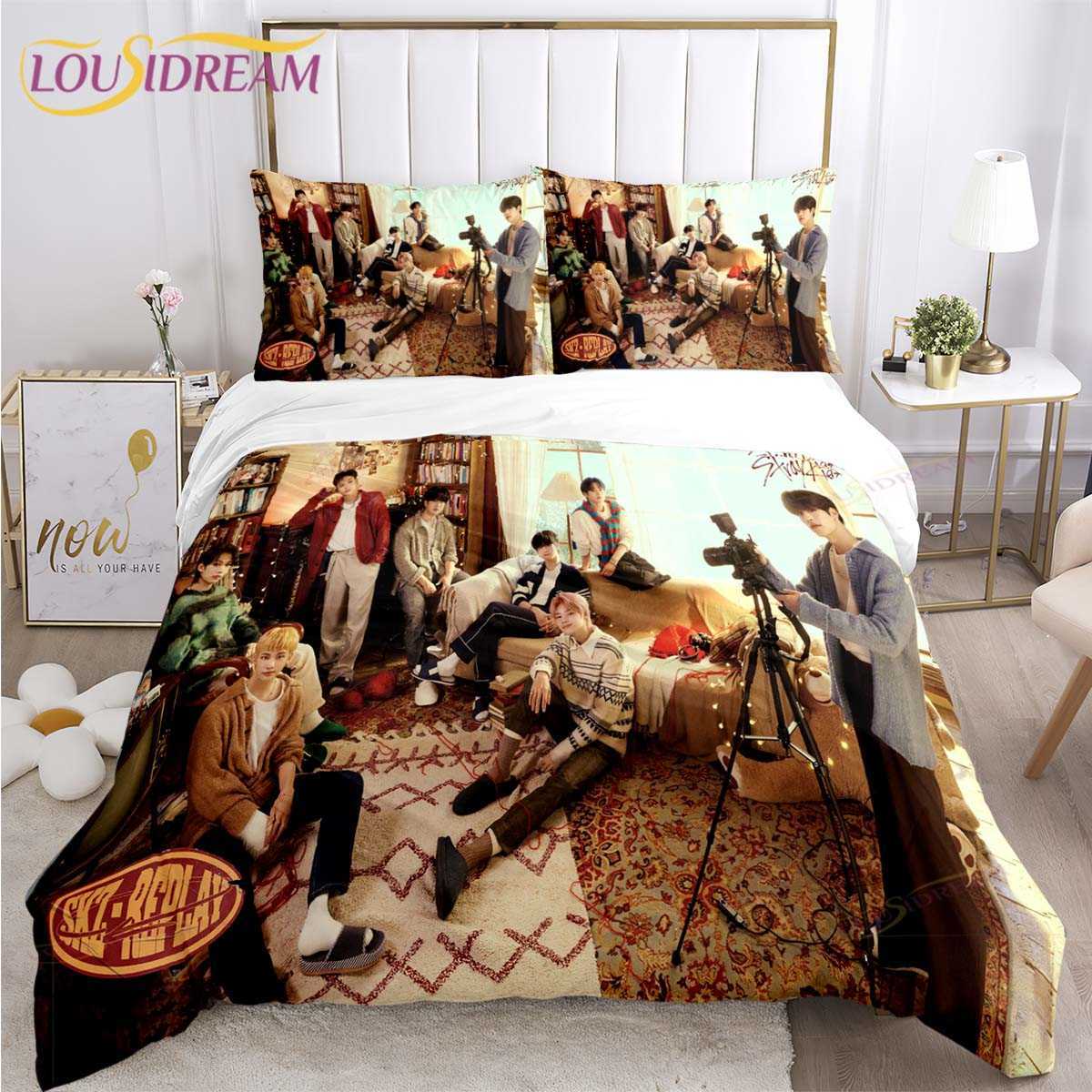 Stray Kids Kpop sängkläder Set Däcke Cover Comporter Bed Single Twin Full Queen Kids Girl Boys Gift Bed Set Bed Sheet L230704