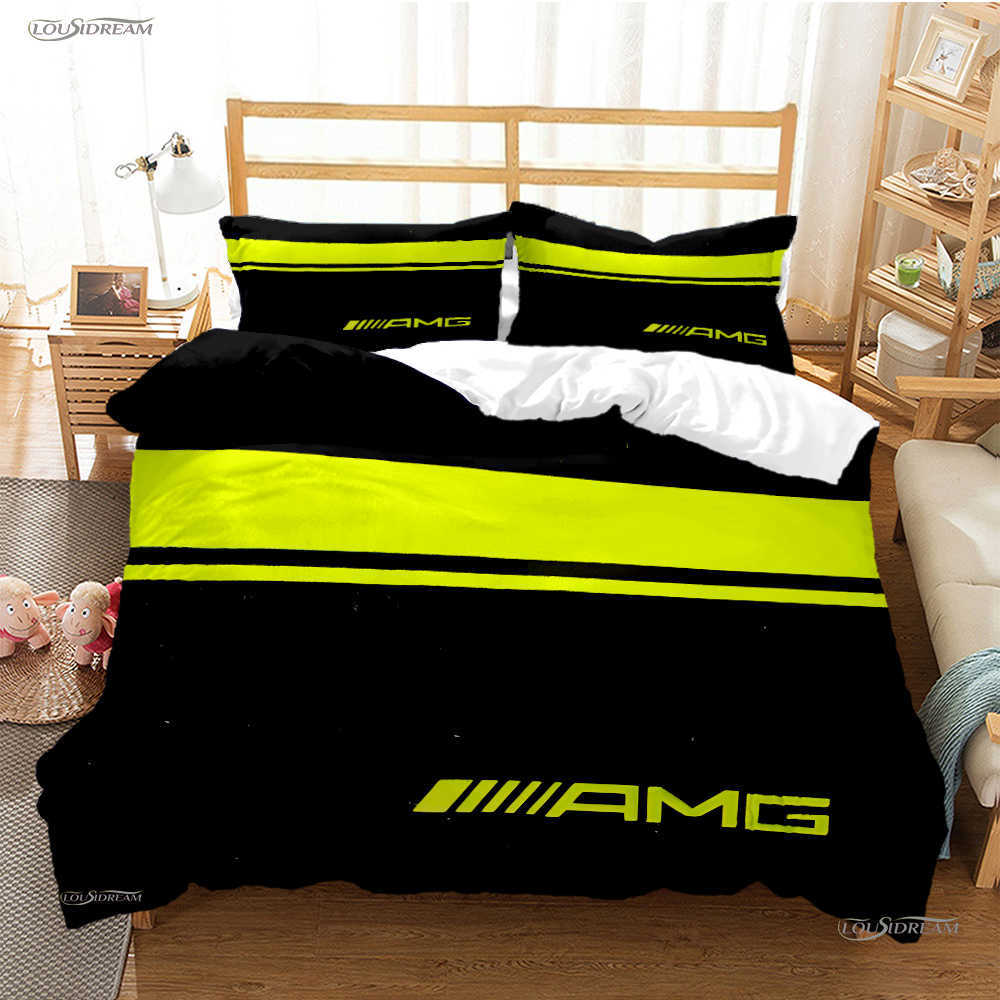 A-AMG Racing Funda nórdica Edredón de moda Juegos de cama Funda de edredón suave y estuches para adolescentes Niños Individual / Doble / Reina / Rey L230704