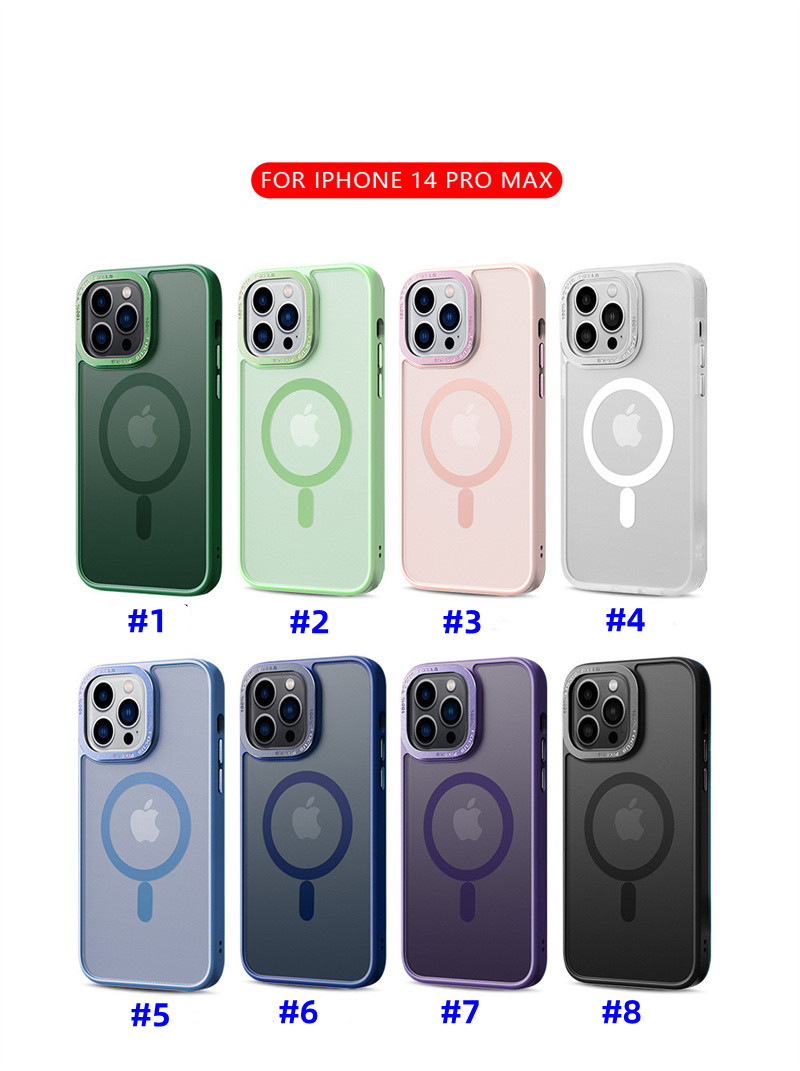 Magnets Magsafe Matte PC TPU Phone Cases for iPhone 15 14 13 12 11 Pro Max Magnetic Semitransparent camera Lens Protection Shockproof Frosted Clear Phone Cover