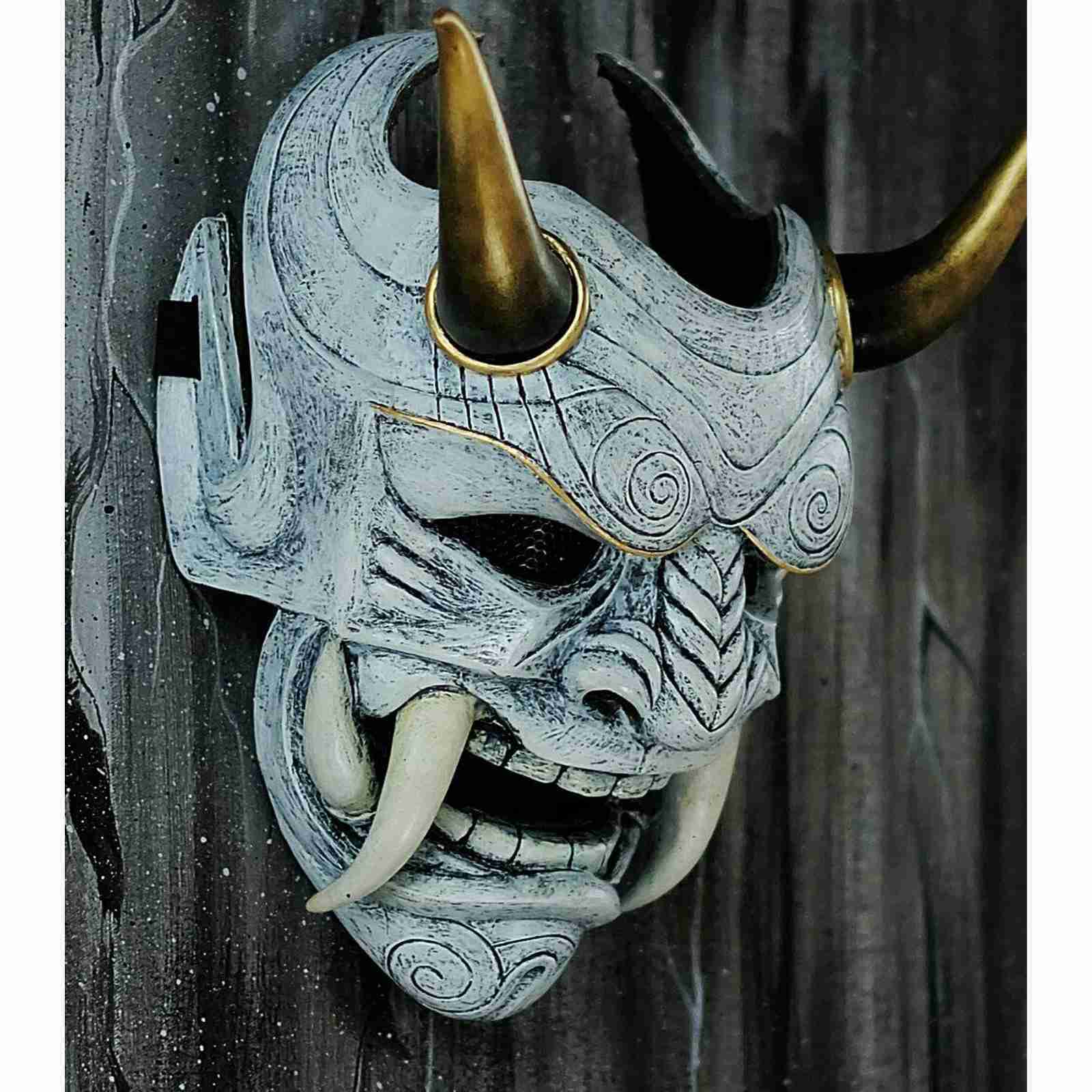 Masques de fête Adulte Unisexe Halloween Masques japonais Hannya Demon Oni Samurai Noh Kabuki Prajna Devil Mask Latex Party Masks 230724