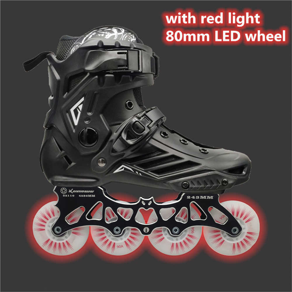 Patins à roulettes en ligne LED 80mm Chaussures de patins pour patins à roues alignées FSK Slalom Chaussures de skate Blanc Rouge Bleu Rose Flash coloré 4 roues / 3 roues Speed Shine HKD230720