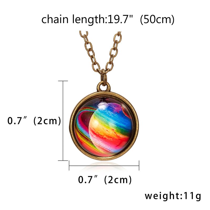 Double sided glass ball solar system cosmic starry sky Pendant necklace Planets Jewelry for Women Gift