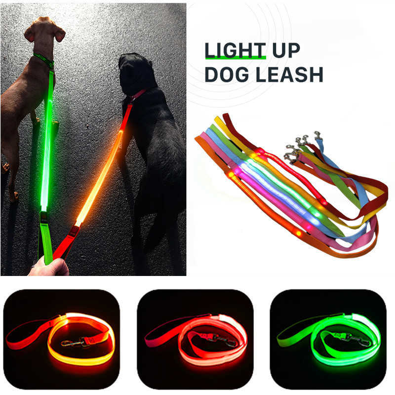 Coleira de led brilhante para cachorro usb recarregável para cachorro de estimação piscando trelas de náilon - 3 modos de iluminação mantenha seus animais de estimação seguros na escuridão l230620