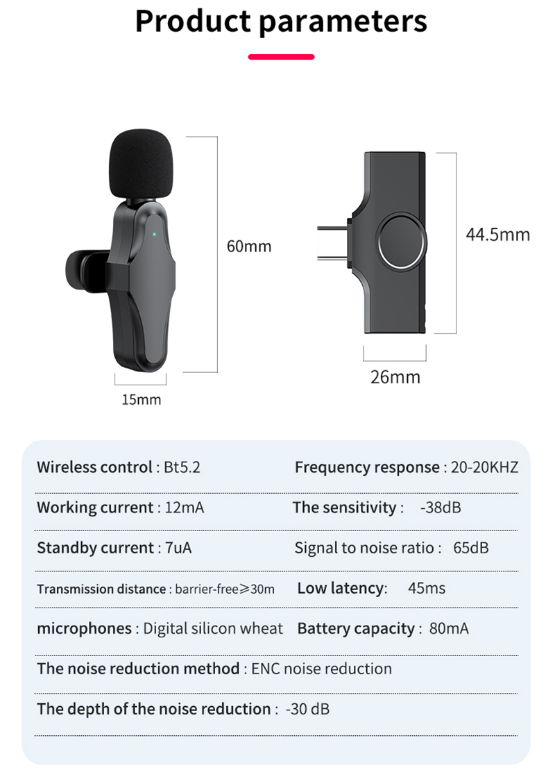 K21 Mini Microphone Sans Fil Professionnel 1 Glisser 2 Double Microphones HD Audio Vidéo Enregistrement Microphone Sans Fil Pour Android iPhone