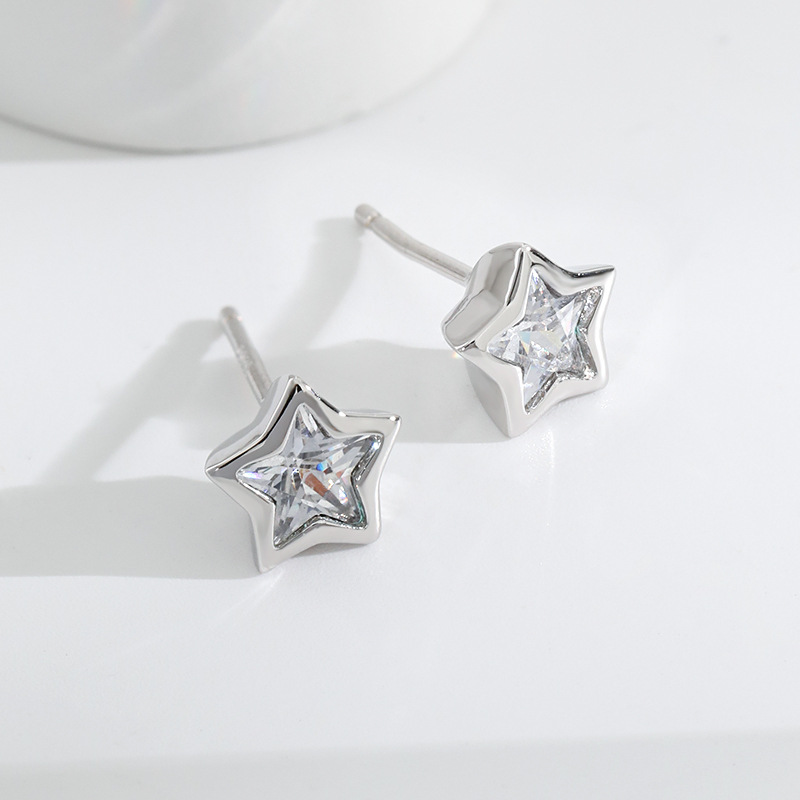 Earrings S925 Sterling Silver Hypoallergenic Pentagonal Women's Stud Earrings Palace Baroque Rose Gold Meteor Flower Pentagram Star Stud Earrings