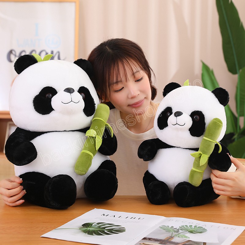 25/35cm Lovely Panda Bear Plush Toys Kawaii Sitting Panda Holding Bamboo Dolls Stuffed Soft Children Birthday Gift Pillow