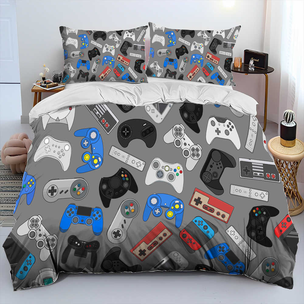 Cartoon Gamer Game Zone Controller trapunta Set di biancheria da letto piumini set di copertura trapunta Case di copertina King Letting da letto Queen size L230704