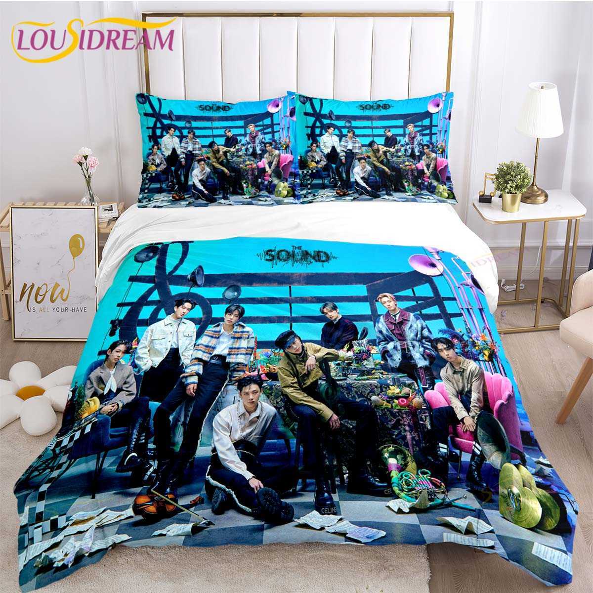 Stray Kids Kpop sängkläder Set Däcke Cover Comporter Bed Single Twin Full Queen Kids Girl Boys Gift Bed Set Bed Sheet L230704