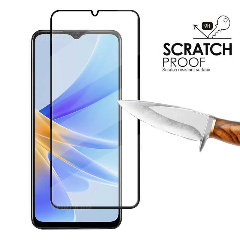 OPPO A17 Glass for Oppo A17 Glass Glass Phone Film 9H Full Glue Cover Screen Protector for Oppo A 17 A17 Len Glass L230619用